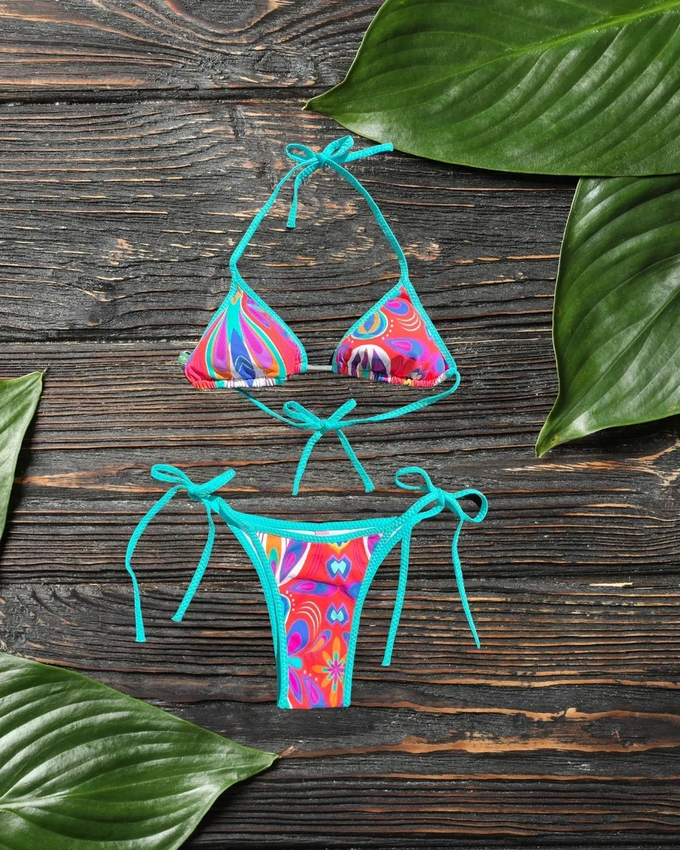Timiama Bikini Top – Triangle Knot Ties & Zig-Zag Detail